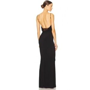 Katie May Los Angeles Surreal Gown Black Cowl Neck Lace Back Maxi Dress Small